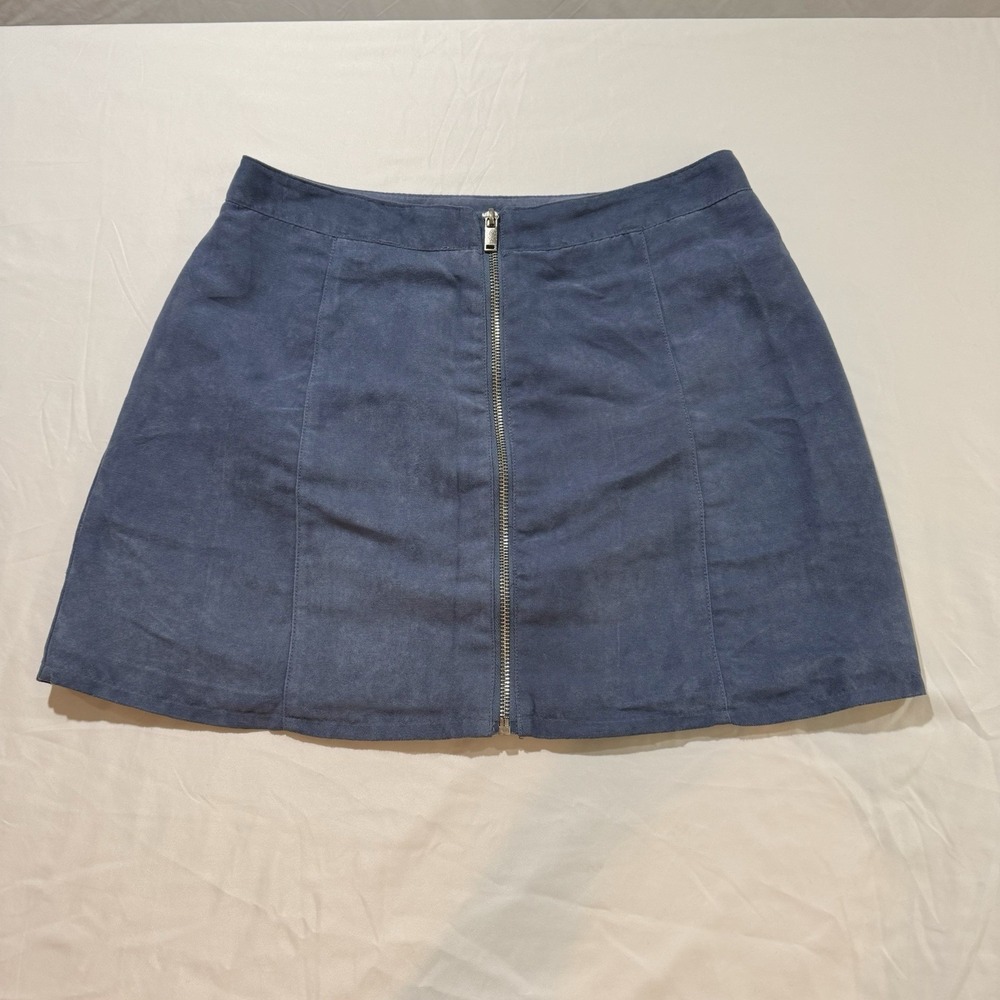 DIVIDED H&M SIZE 12 FAUX SUEDE Silver FULL ZIP A-line MINI SKIRT
